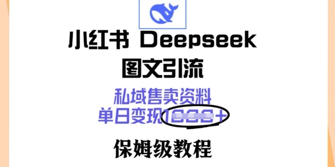 小红书Deepseek图文引流，私域售卖资料，单日变现多张，保姆级教程-融信e客