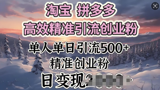淘宝拼多多高效精准引流创业粉，单人单日引流500+创业粉，日变现多张-融信e客