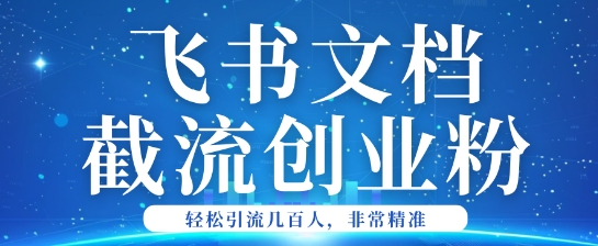 利用飞书文档截流创业粉轻松引流200+-融信e客