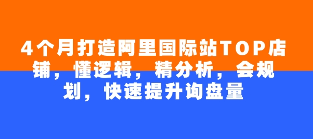 4个月打造阿里国际站TOP店铺，懂逻辑，精分析，会规划，快速提升询盘量-融信e客