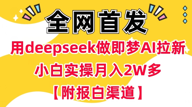 用deepseek做即梦Ai拉新 小白实操月入过W+【附报白渠道】-融信e客
