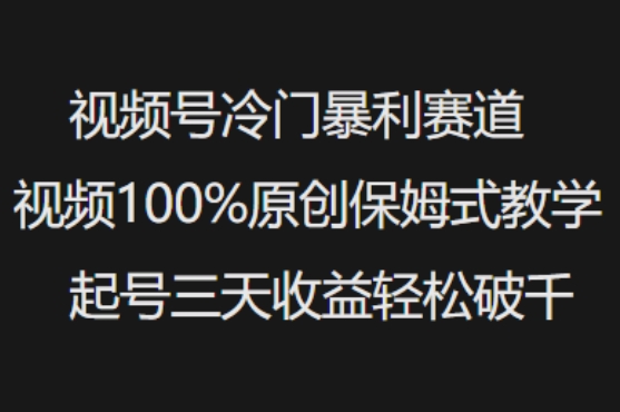 视频号冷门暴利赛道视频100%原创保姆式教学起号三天收益轻松破千-融信e客
