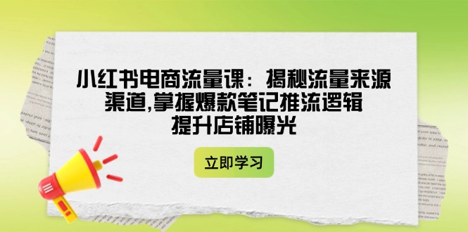 （14318期）小红书电商流量课：揭秘流量来源渠道,掌握爆款笔记推流逻辑,提升店铺曝光-融信e客